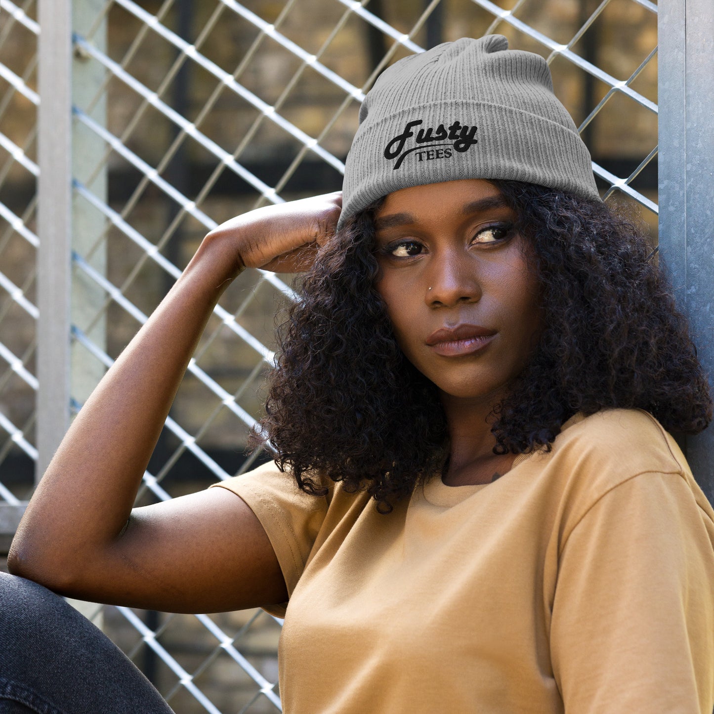 Fusty Tees Organic Ribbed Beanie