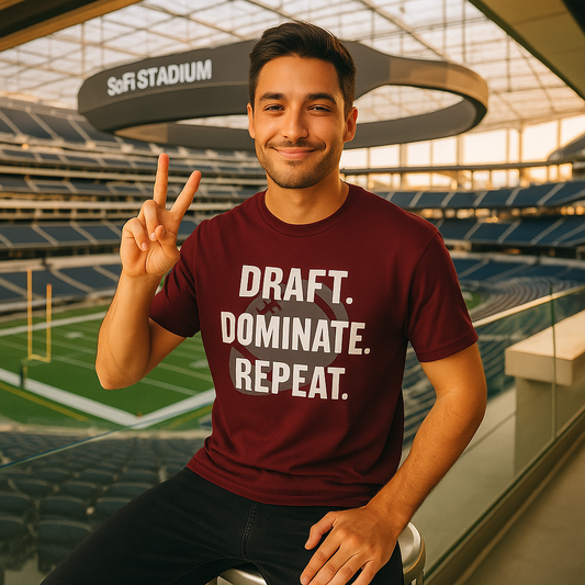 Draft. Dominate. Repeat. Fantasy Football Tee